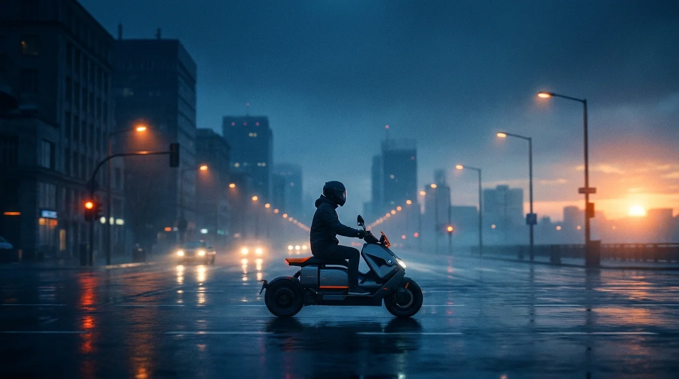 An electric scooter on a city street